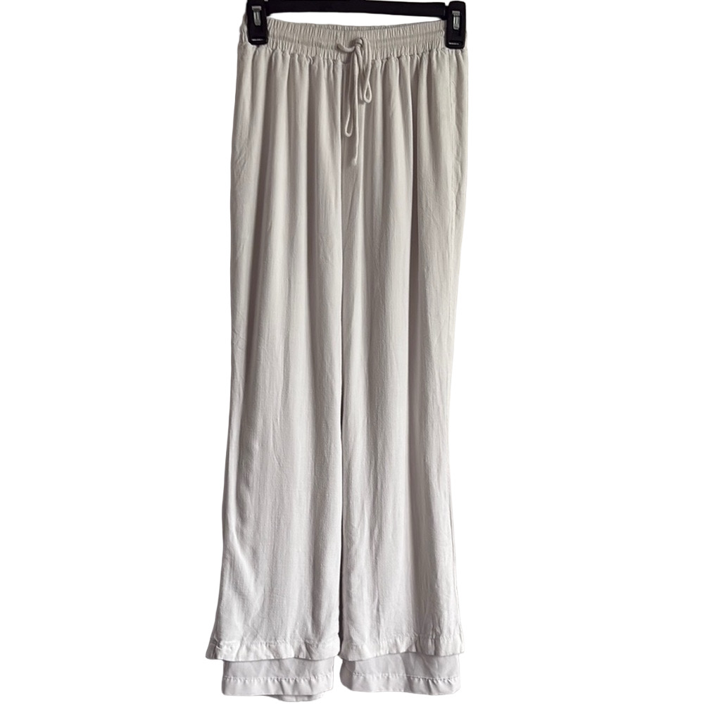 Cream Wide Leg Pants. Draw string.